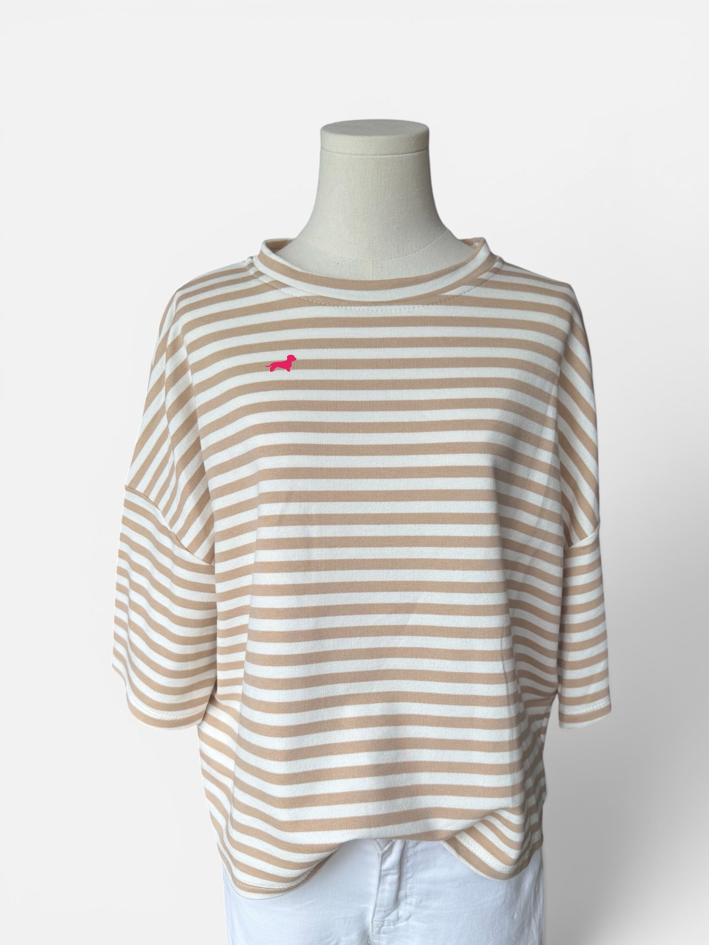 Sweatshirt gestreift mit Dackel in Wunschfarbe
