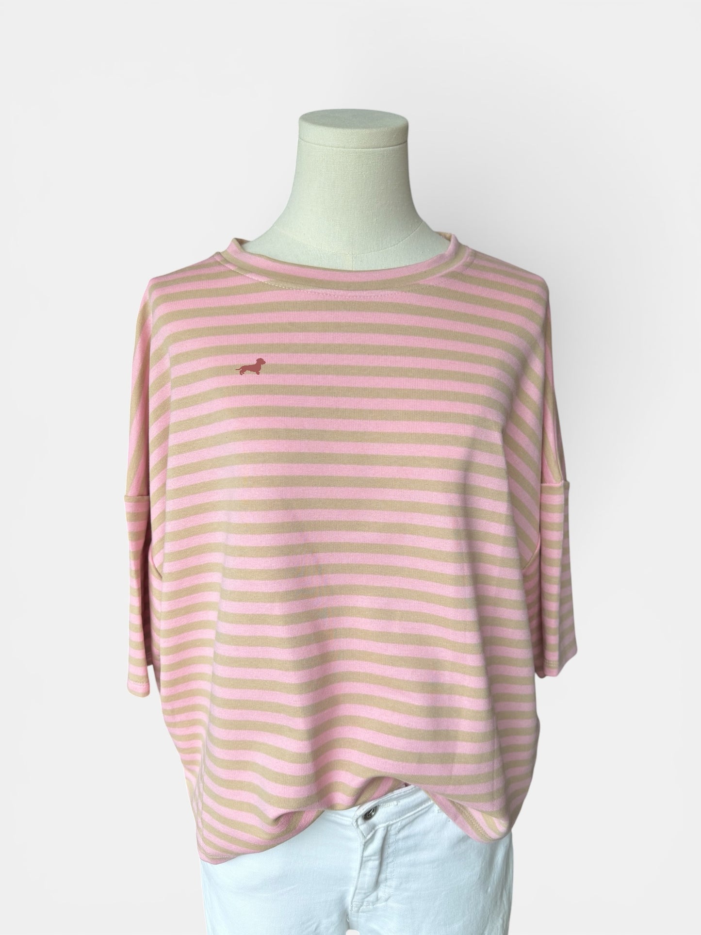 Sweatshirt gestreift mit Dackel in Wunschfarbe