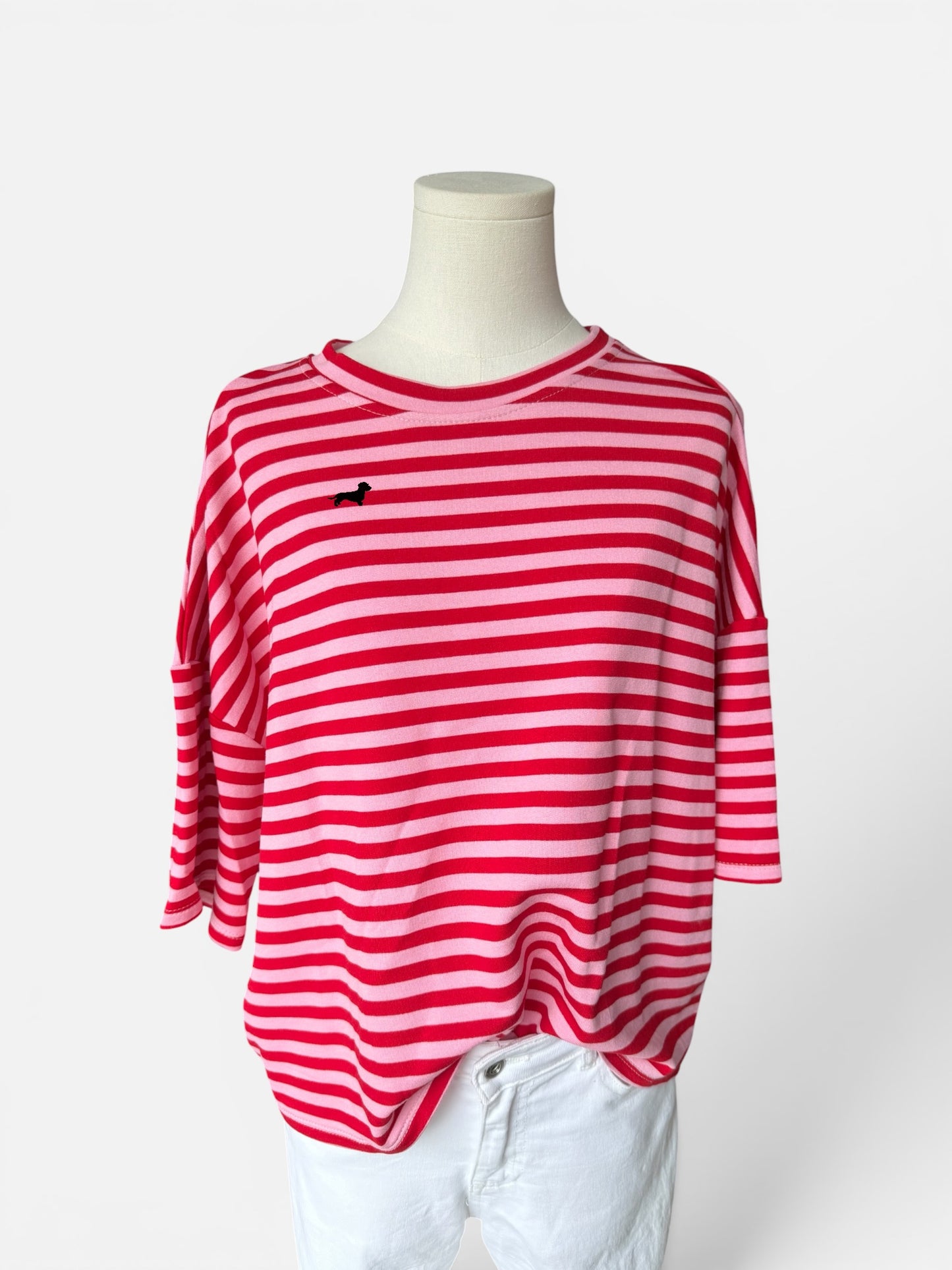Sweatshirt gestreift mit Dackel in Wunschfarbe