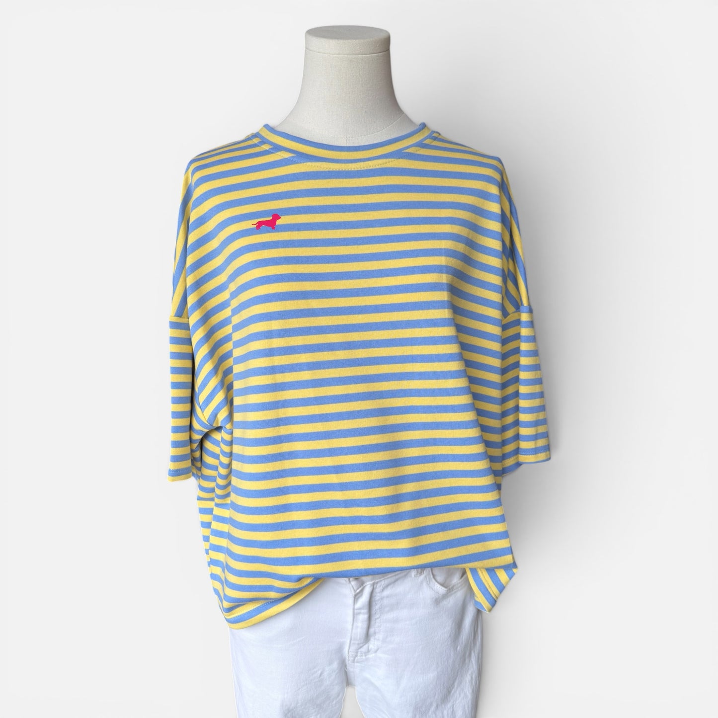 Sweatshirt gestreift mit Dackel in Wunschfarbe