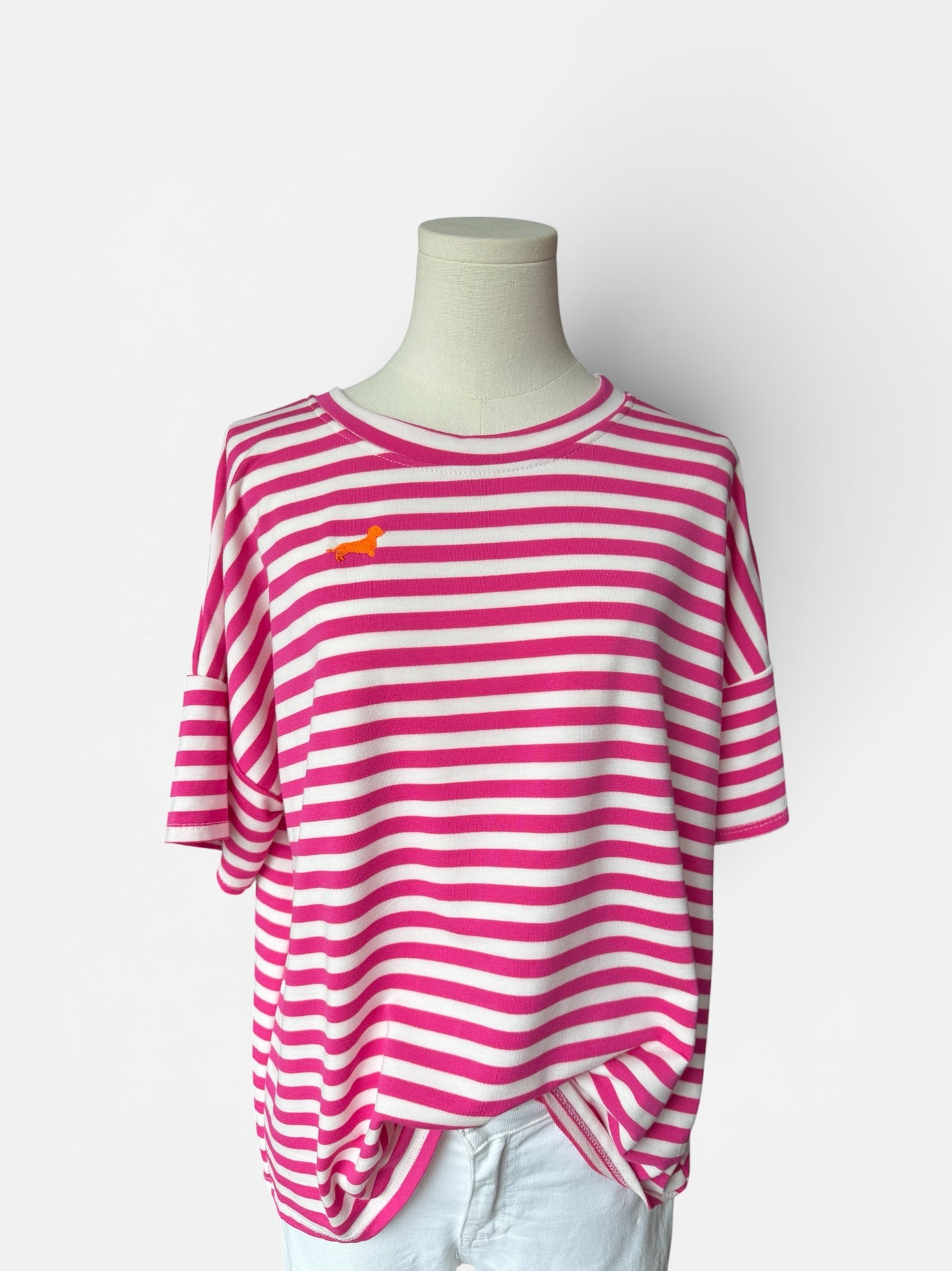 Candy Stripe Shirt mit Dackel in Wunschfarbe