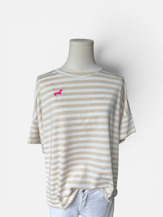 Candy Stripe Shirt mit Dackel in Wunschfarbe