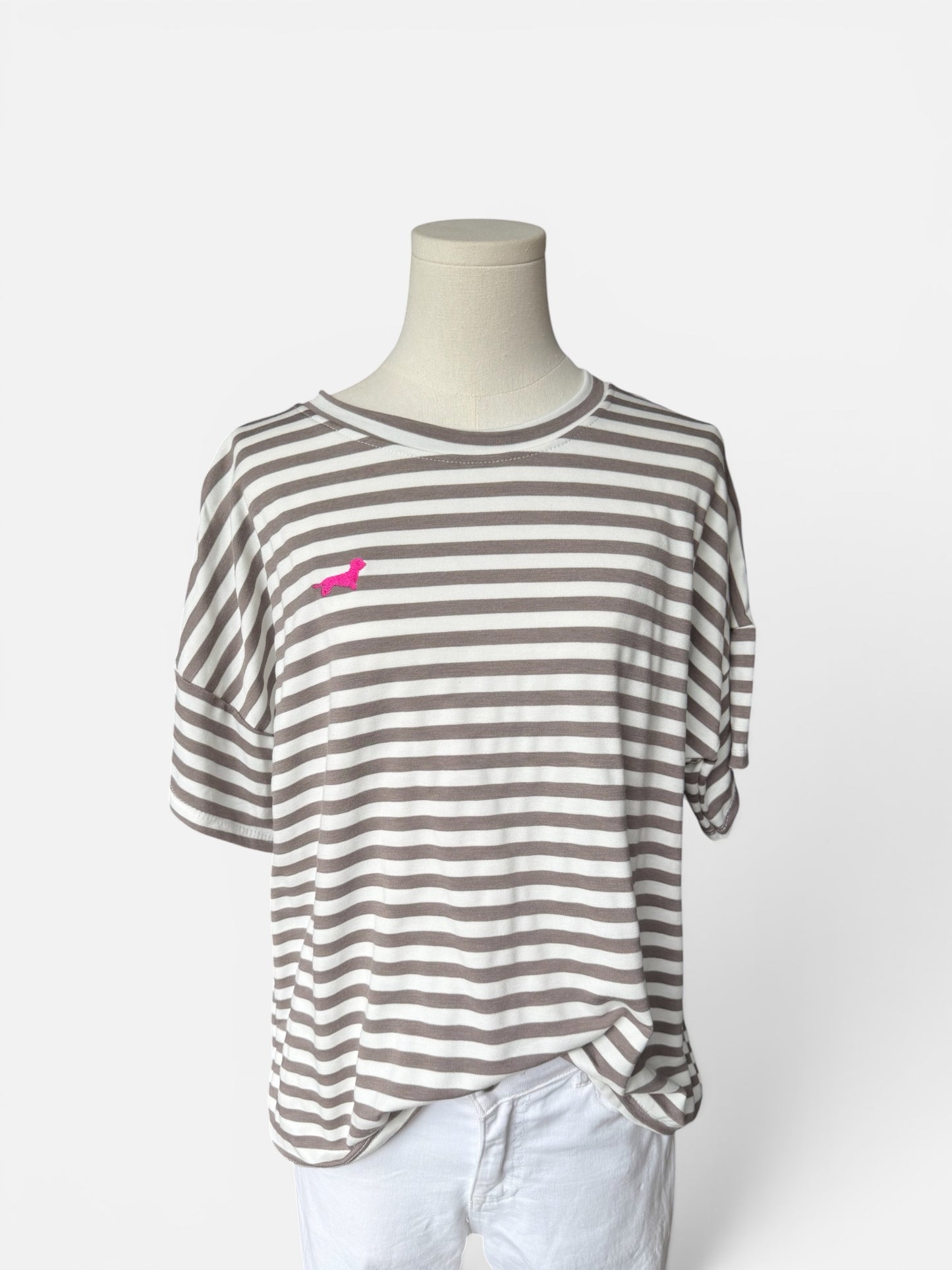 Candy Stripe Shirt mit Dackel in Wunschfarbe