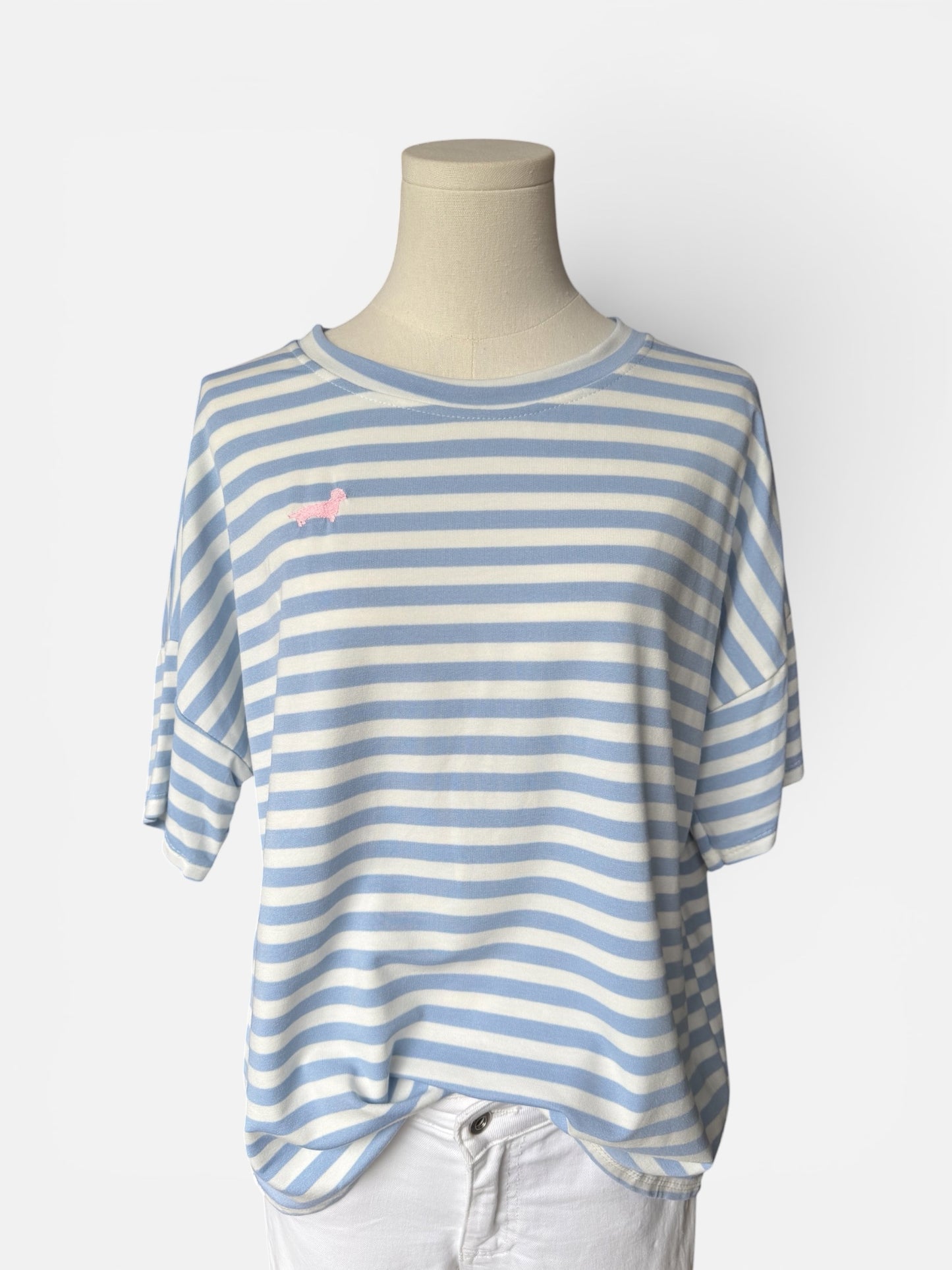 Candy Stripe Shirt mit Dackel in Wunschfarbe