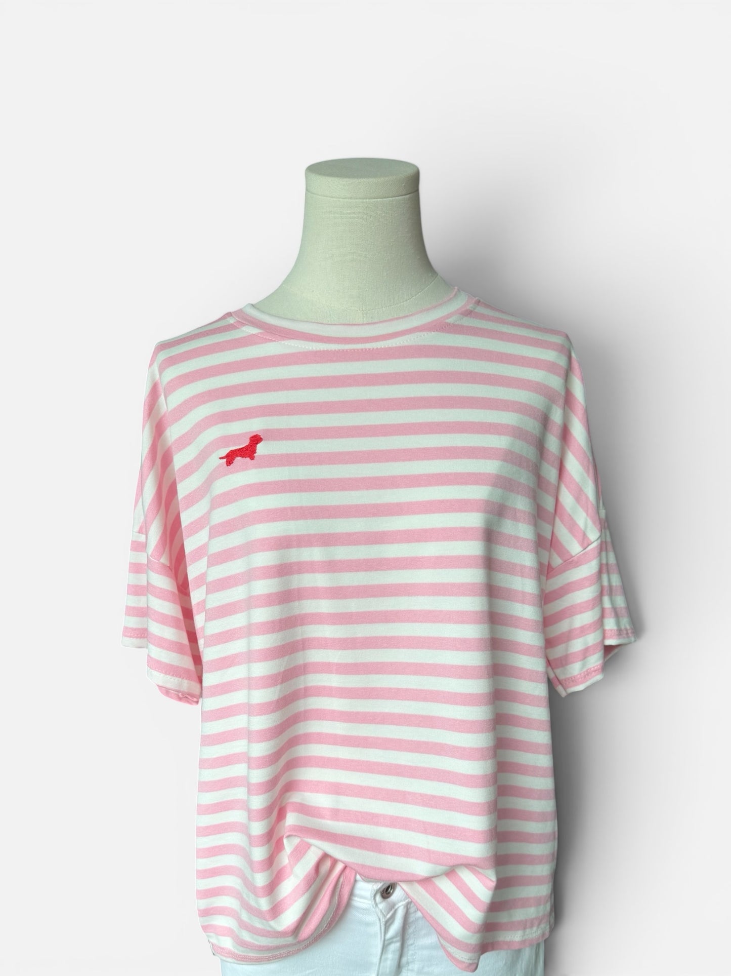 Candy Stripe Shirt mit Dackel in Wunschfarbe