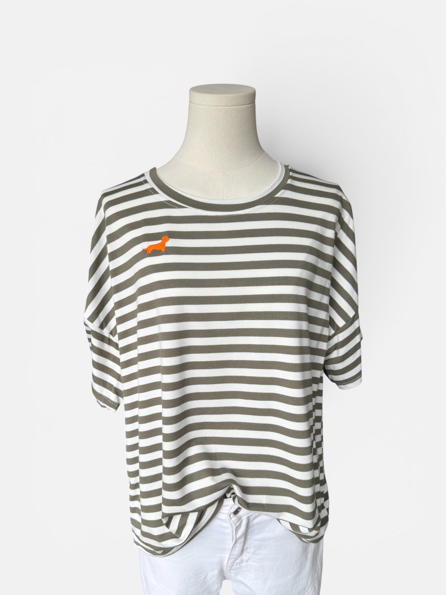 Candy Stripe Shirt mit Dackel in Wunschfarbe