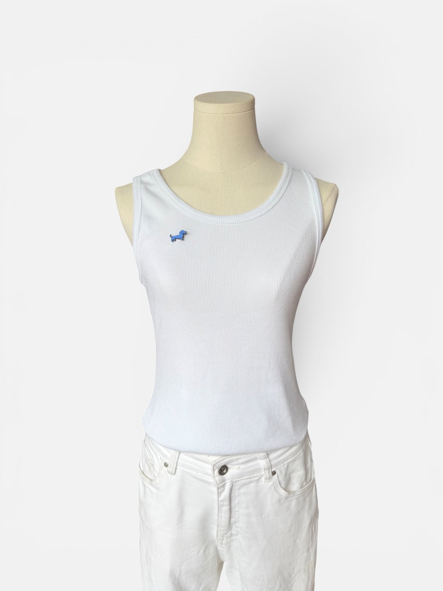 Rib Tanktop mit Dackel-Pin
