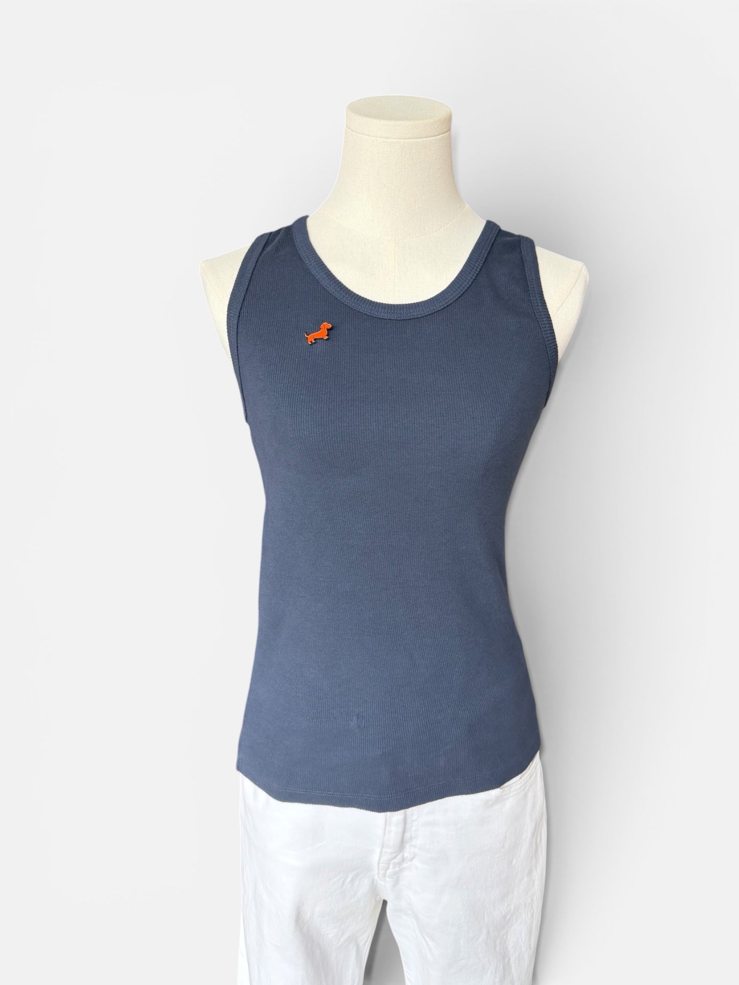 Rib Tanktop mit Dackel-Pin