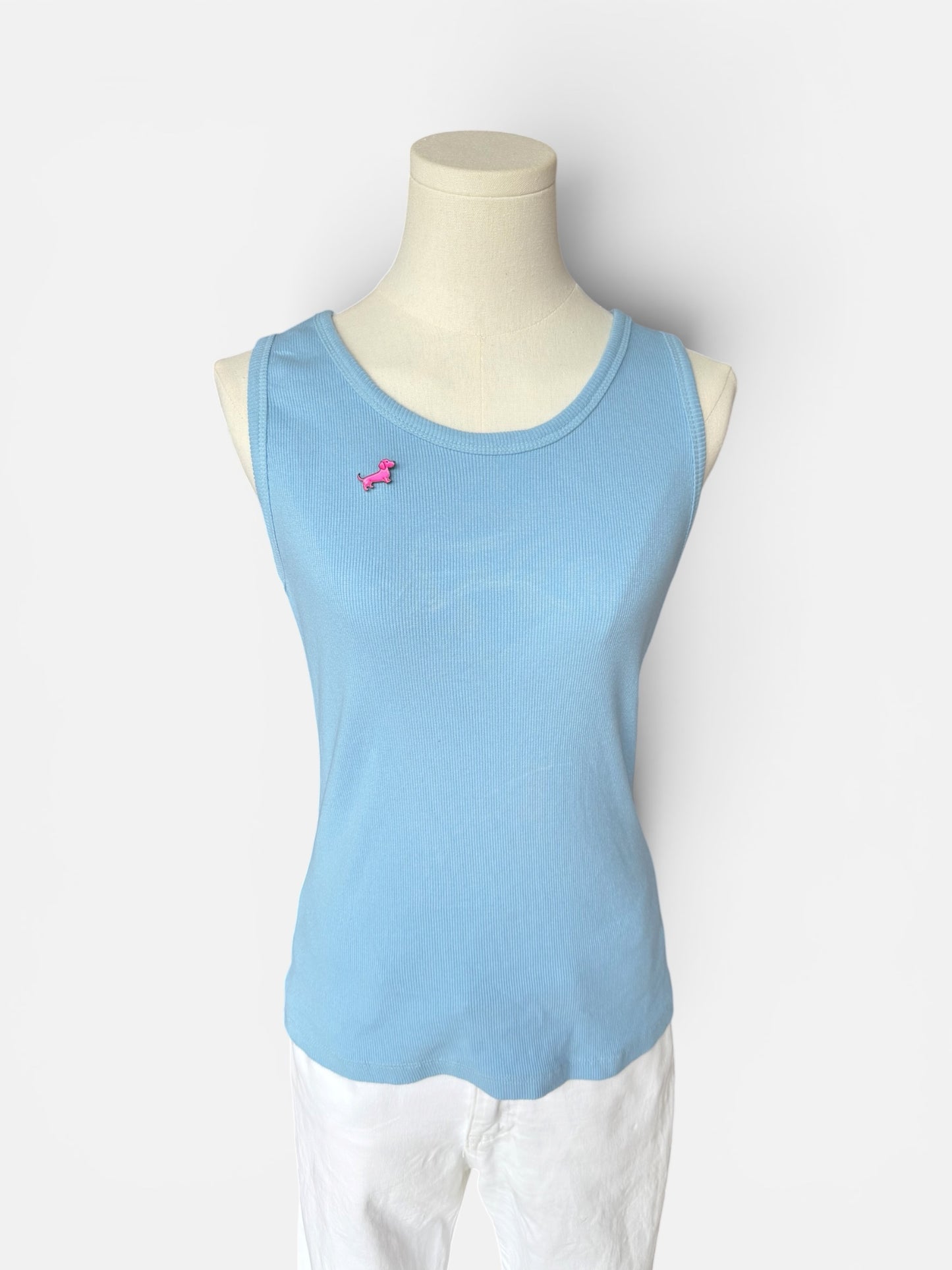 Rib Tanktop mit Dackel-Pin