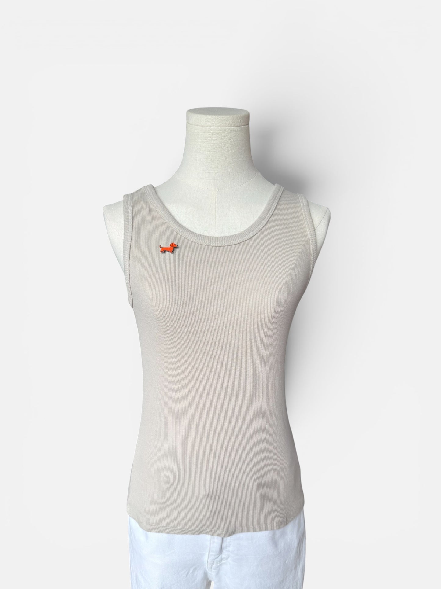 Rib Tanktop mit Dackel-Pin