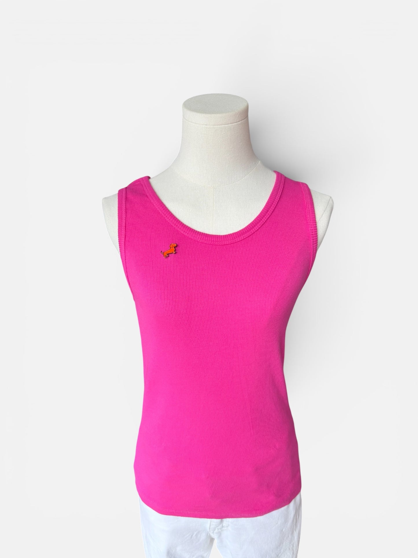 Rib Tanktop mit Dackel-Pin