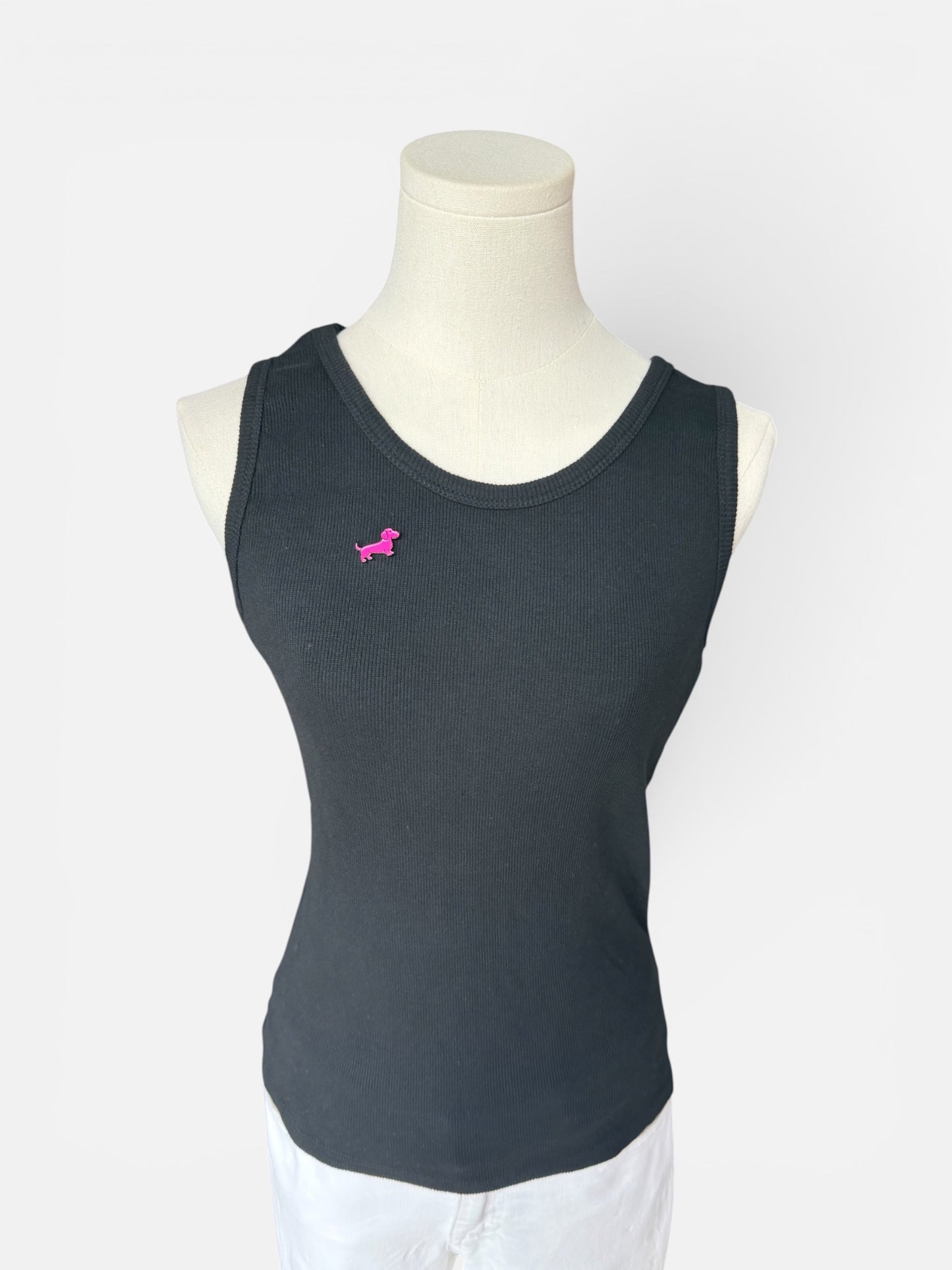 Rib Tanktop mit Dackel-Pin