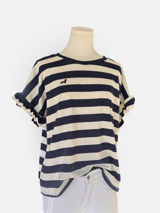 Rüschenshirt mit Dackel in Wunschfarbe