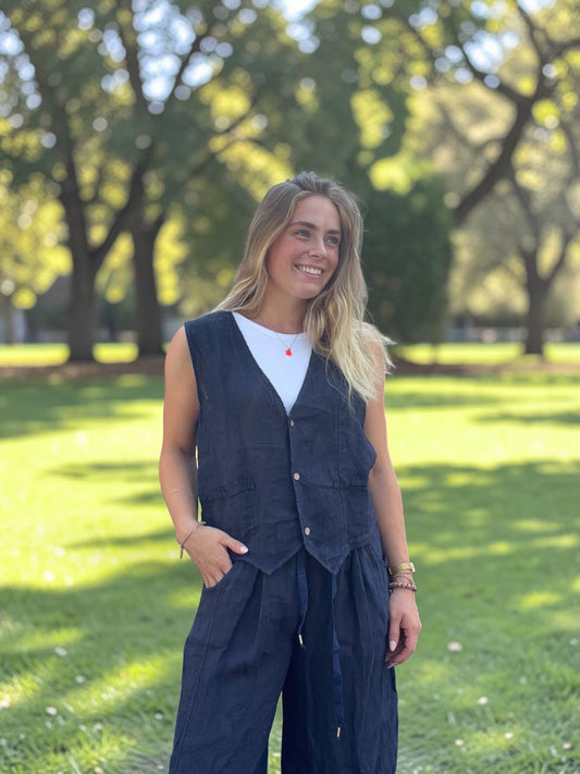 Lina Leinen-Set mit Dackel-Pin