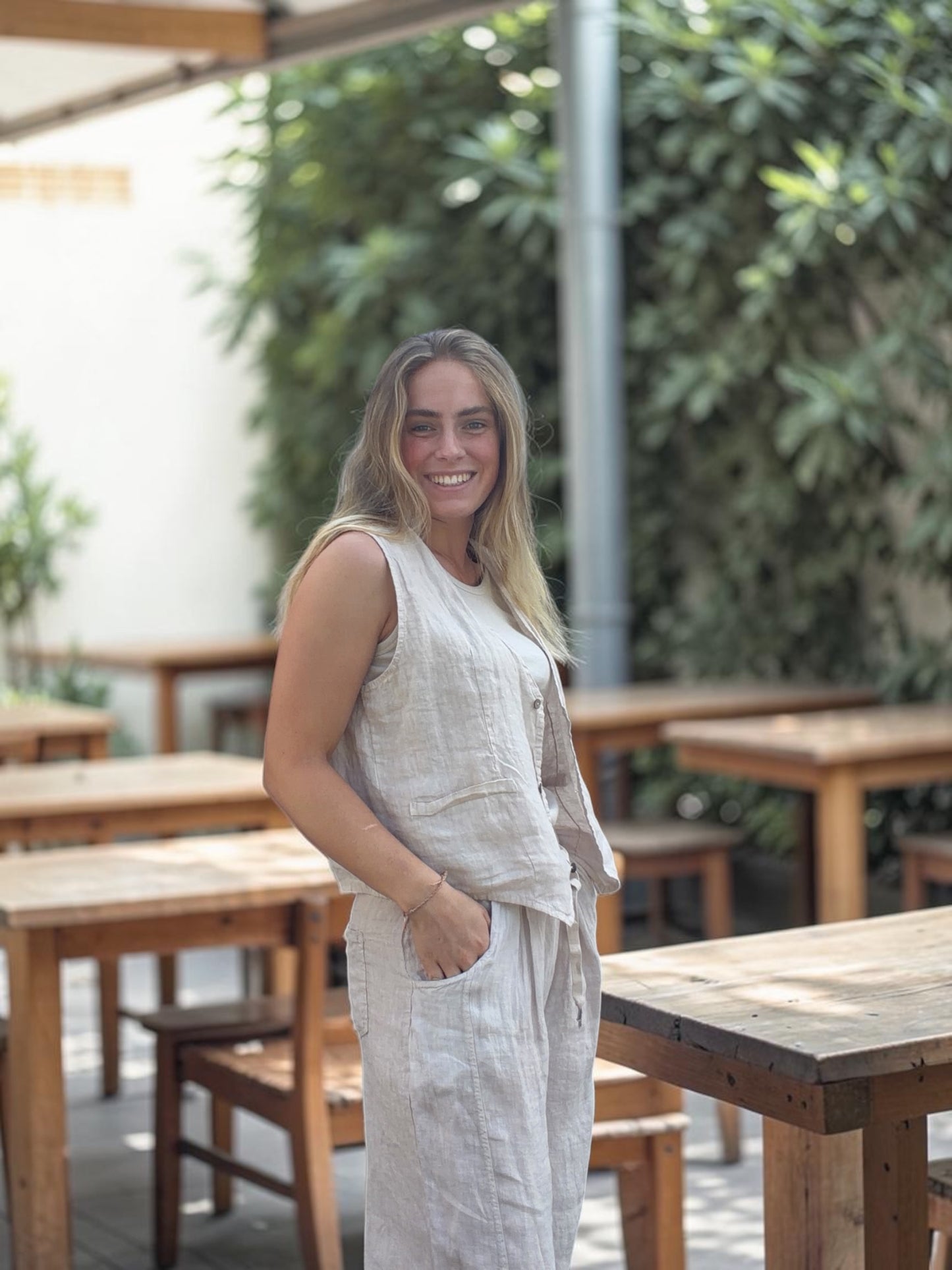 Lina Leinen-Set mit Dackel-Pin