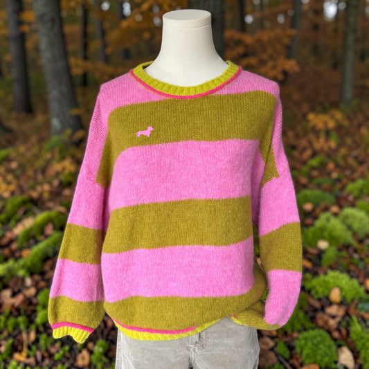 Blockstreifenpullover Lotta mit Dackelstick