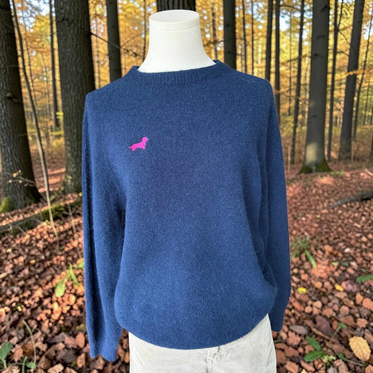 Alpaka-Strickpullover Ellie mit Dackelstick
