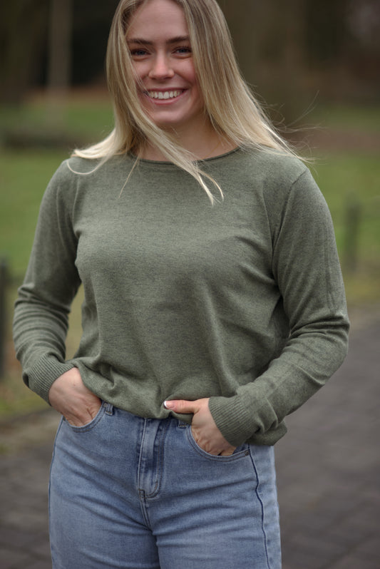 Feinstrick-Pullover mit Rundhals
