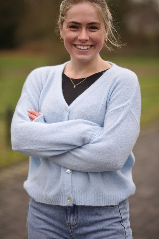 Alpaka-Strickjacke mit V-Ausschnitt