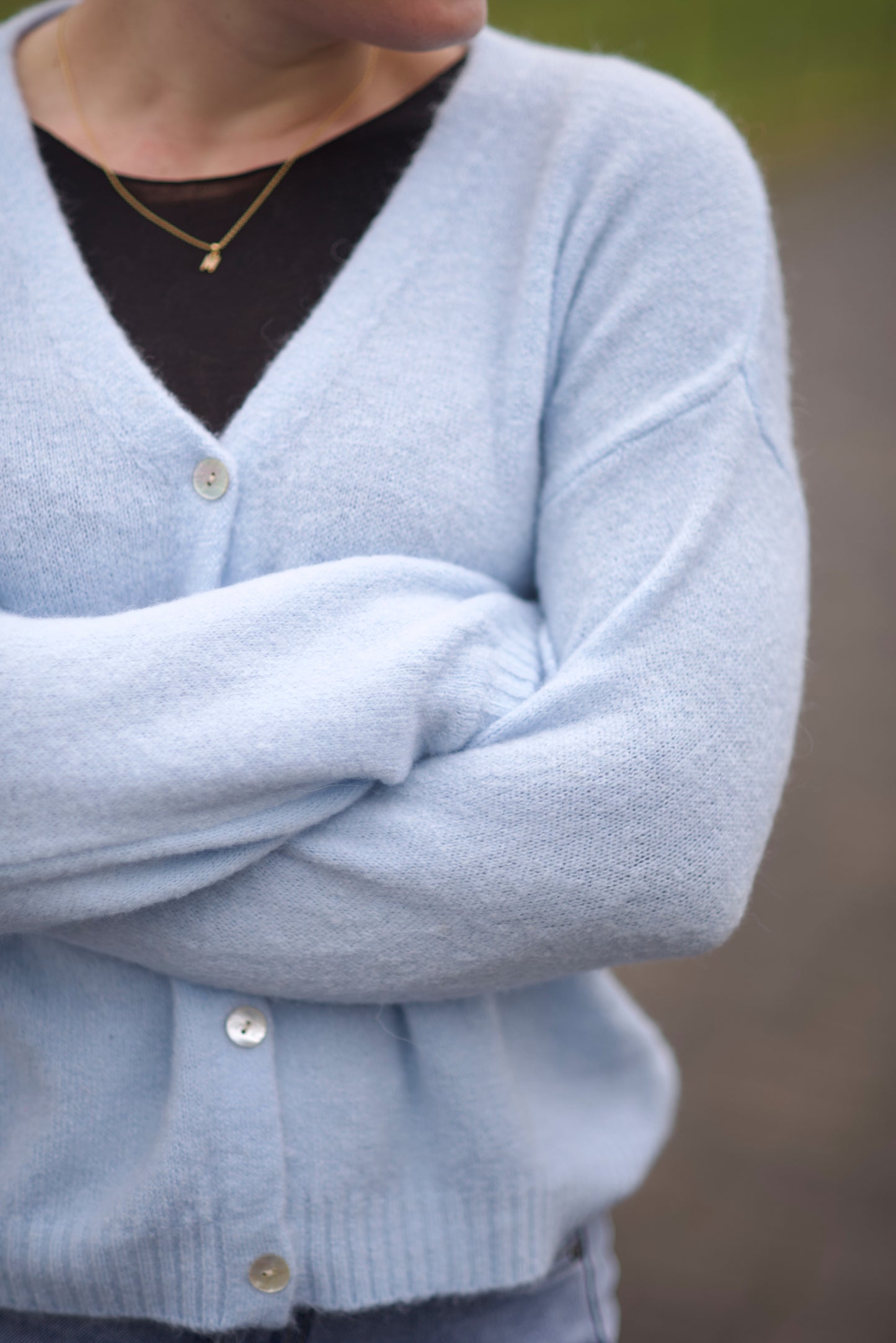 Alpaka-Strickjacke mit V-Ausschnitt